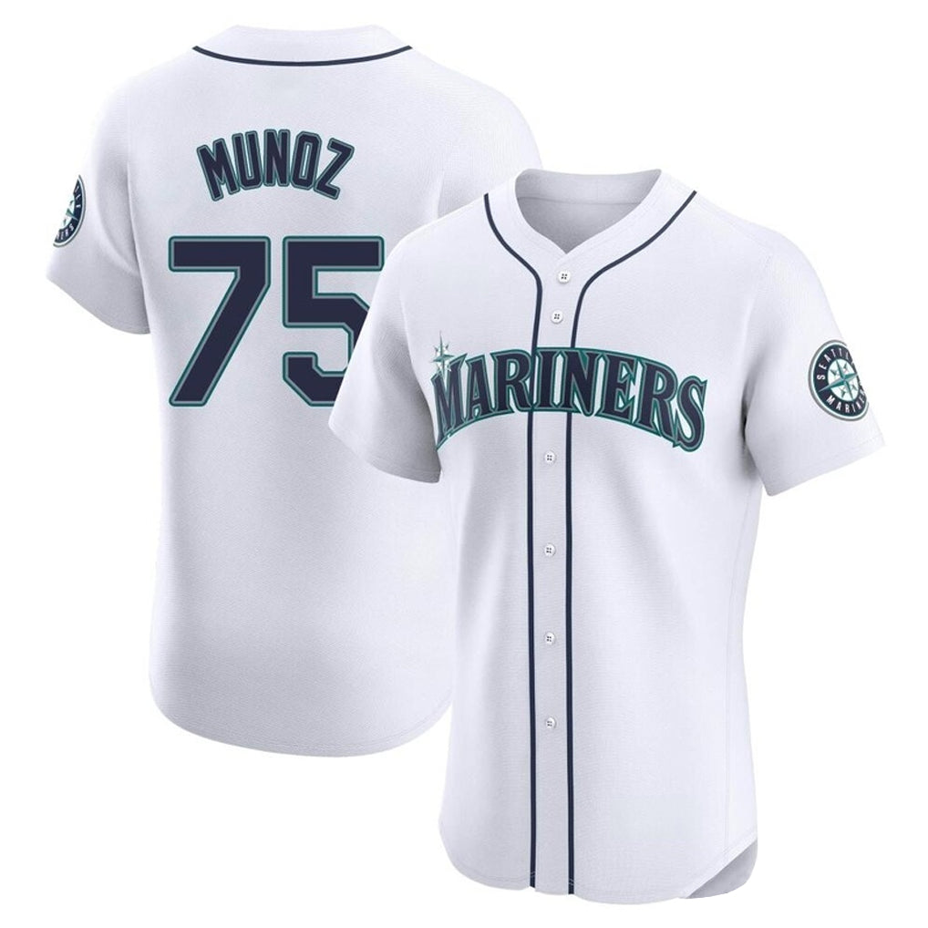 Vanessashop  S.Mariners #75 Andres Munoz Player White Home Limited Elite Stitched Jerseys