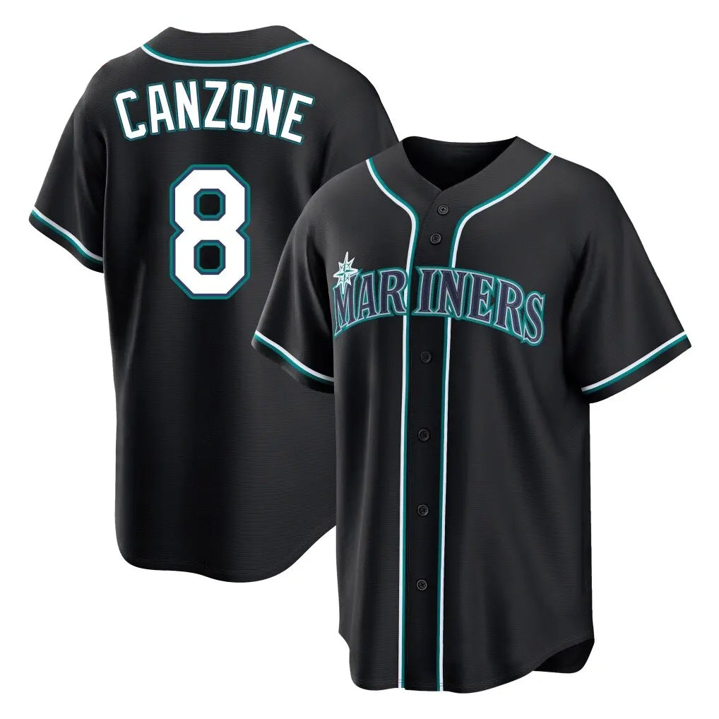 Vanessashop  S.Mariners #8 Dominic Canzone Player Black Fashion Home Limited Stitched Jerseys