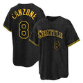 Vanessashop  S.Mariners #8 Dominic Canzone Player Black Snake Skin City Home Limited Stitched Jerseys