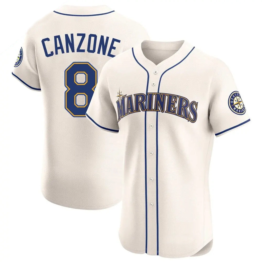 Vanessashop  S.Mariners #8 Dominic Canzone Player Cream Home Limited Elite Stitched Jerseys