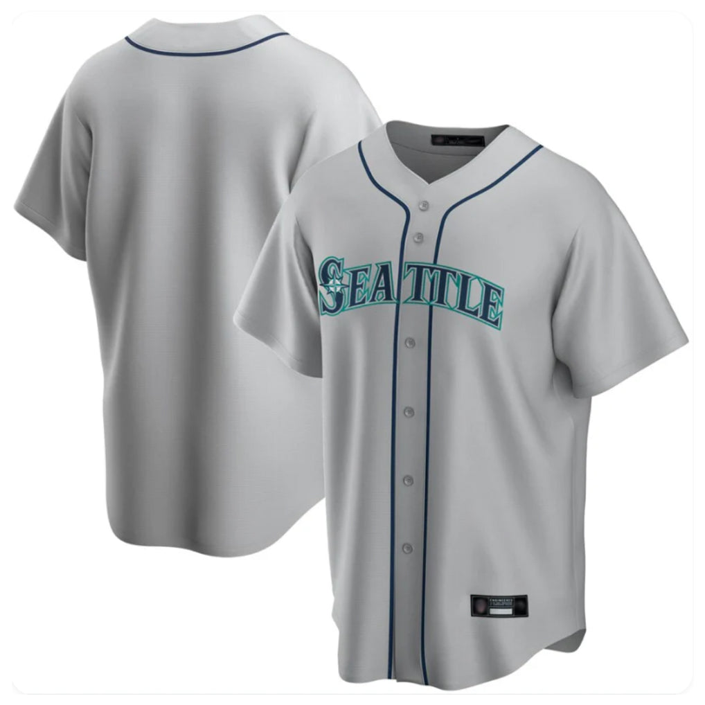 Vanessashop  S.Mariners Blank Player Gray Home Game Stitched Jerseys