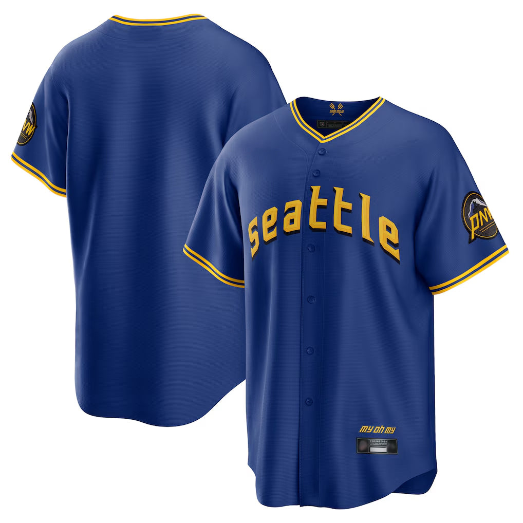 Vanessashop  S.Mariners Blank Player Royal City Connect Home Game Stitched Jerseys