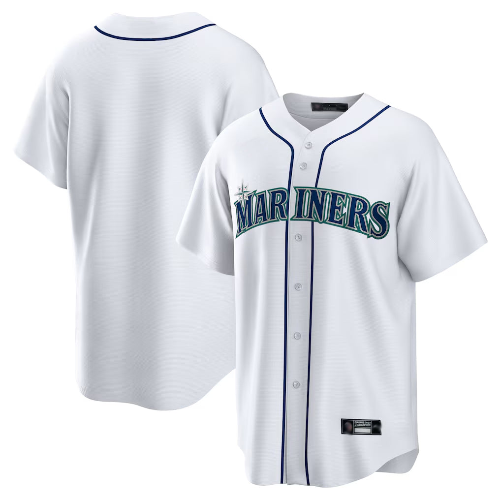 Vanessashop  S.Mariners Blank Player White Home Game Stitched Jerseys