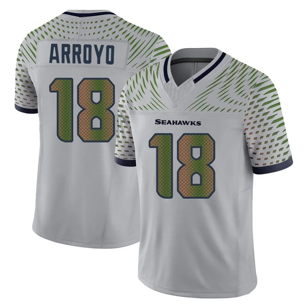vanessashop S.Seahawks #18 Elijah Arroyo Player Grey Limited 2025 Rivalries Collection Home Game Stitched Jerseys