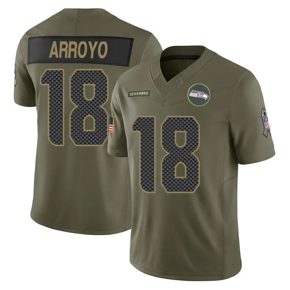 vanessashop S.Seahawks #18 Elijah Arroyo Player Olive 2025 Salute To Service Limited Home Game Stitched Jerseys