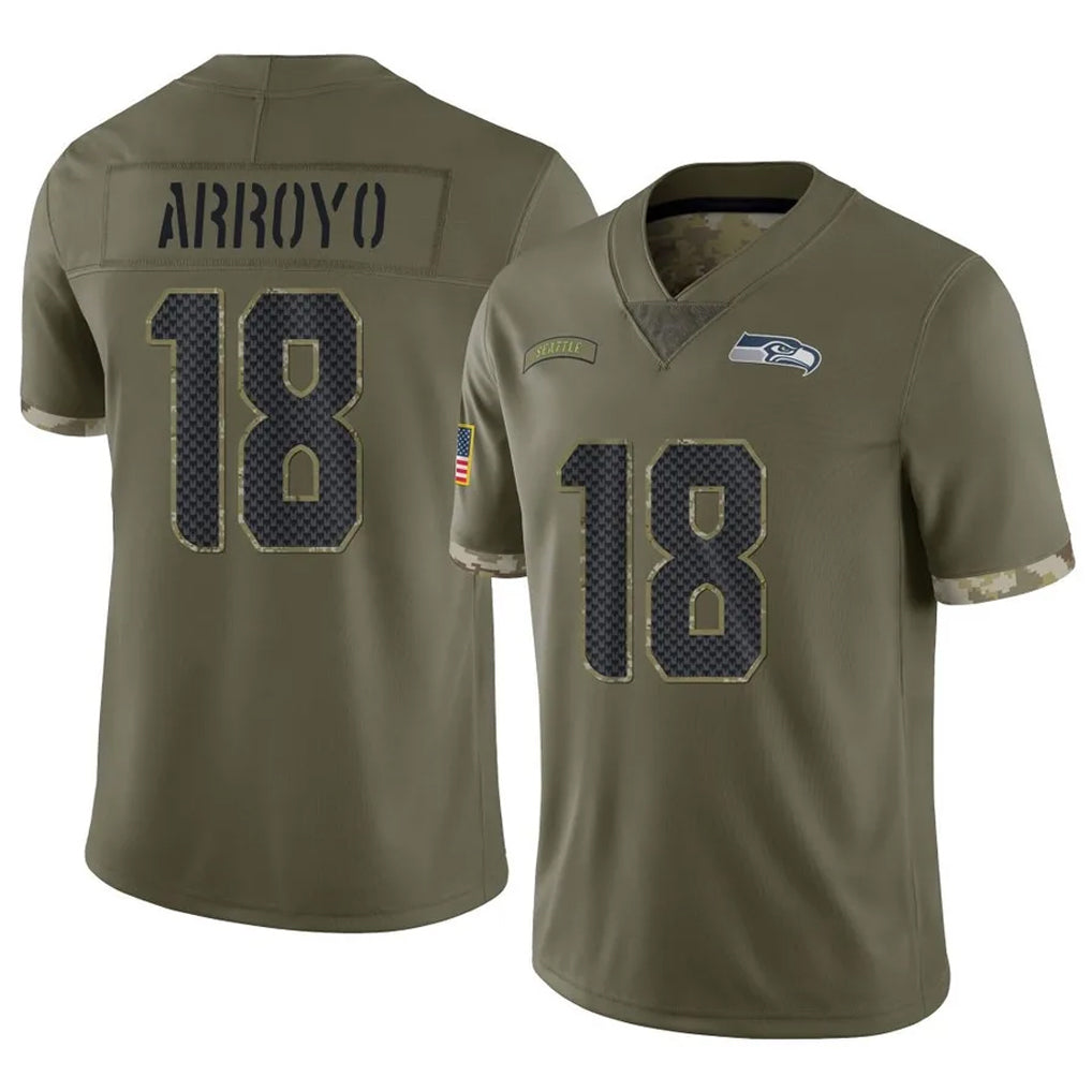 vanessashop S.Seahawks #18 Elijah Arroyo Player Olive Limited Salute To Service Home Game Stitched Jerseys