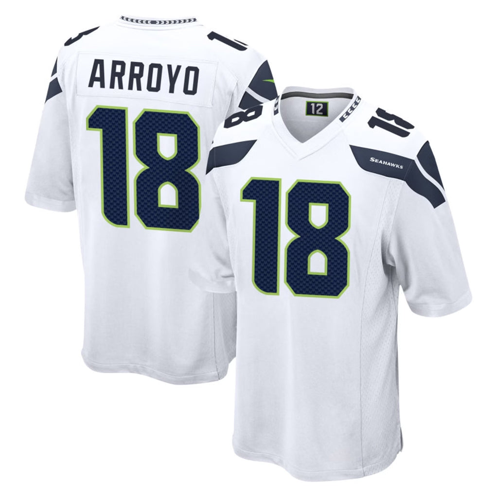 vanessashop S.Seahawks #18 Elijah Arroyo Player White Home Game Stitched Jerseys