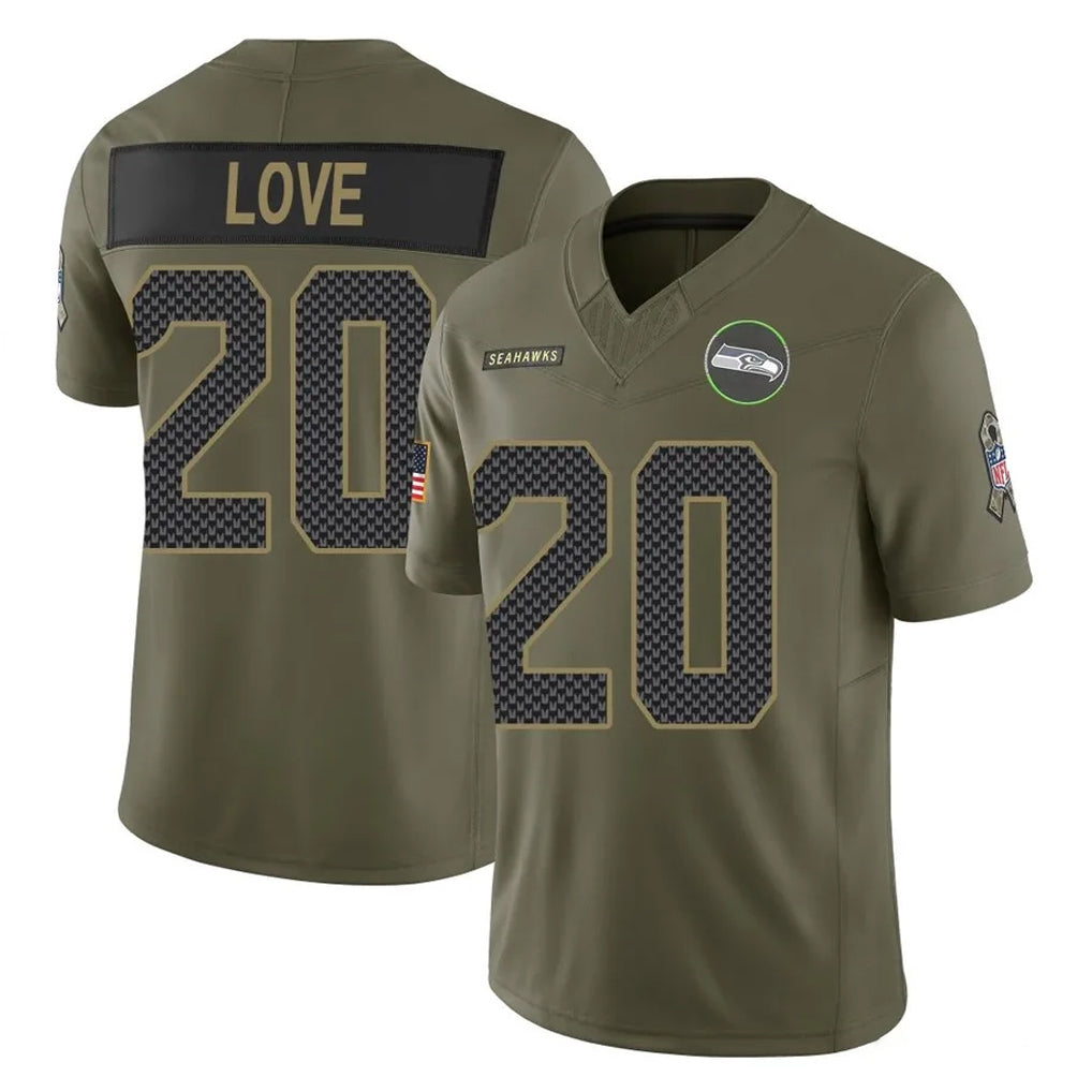 vanessashop S.Seahawks #20 Julian Love Player Olive 2025 Salute To Service Limited Home Game Stitched Jerseys