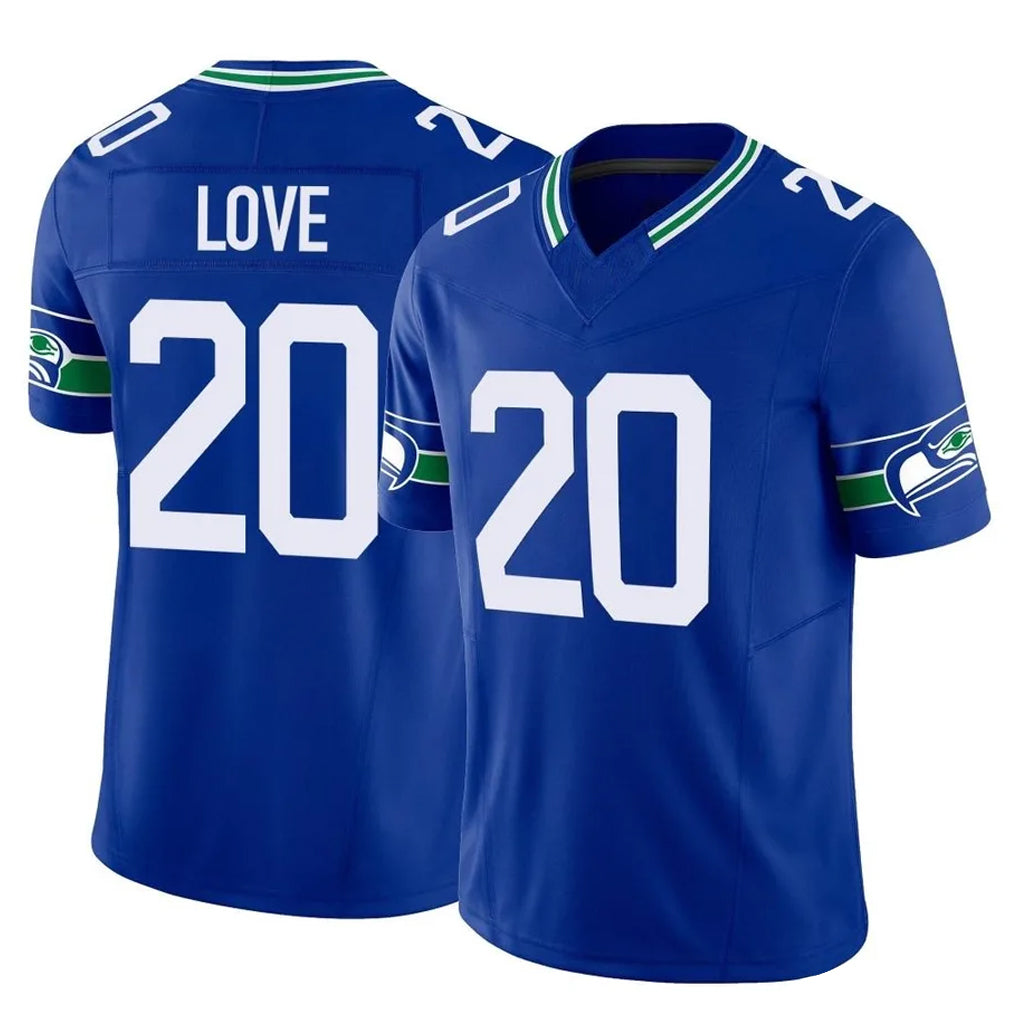 vanessashop S.Seahawks #20 Julian Love Player Royal Limited Throwback Vapor F.U.S.E. Home Game Stitched Jerseys