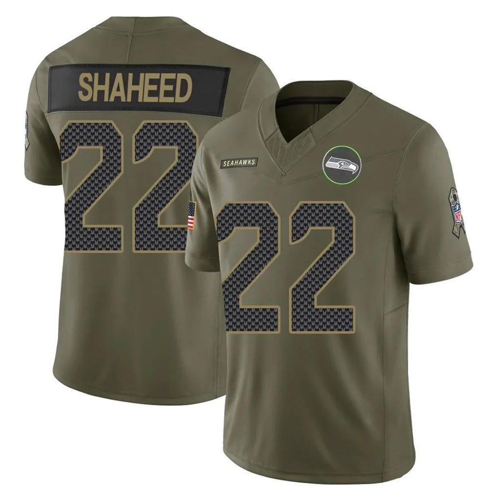 vanessashop S.Seahawks #22 Rashid Shaheed Player Olive 2025 Salute To Service Limited Home Game Stitched Jerseys
