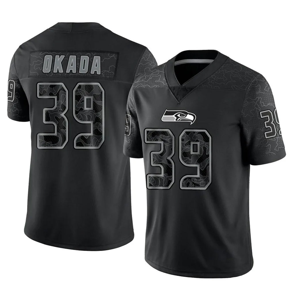 vanessashop S.Seahawks #39 Ty Okada Player Black Limited Reflective Home Game Stitched Jerseys