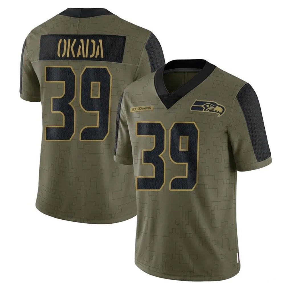 vanessashop S.Seahawks #39 Ty Okada Player Olive Salute To Service Limited Game Stitched Jerseys