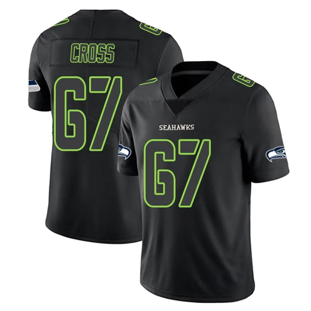 vanessashop S.Seahawks #67 Charles Cross Player Black Impact Limited Home Game Stitched Jerseys