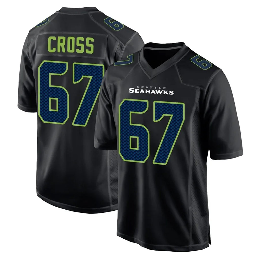 vanessashop S.Seahawks #67 Charles Cross Player Black Limited Fashion Home Game Stitched Jerseys