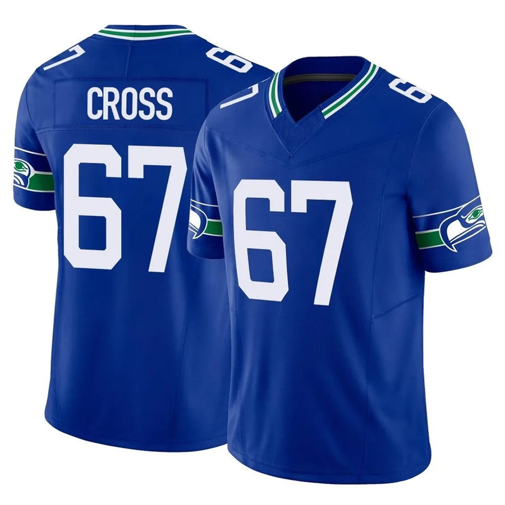 vanessashop S.Seahawks #67 Charles Cross Player Royal Limited Throwback Vapor F.U.S.E. Home Game Stitched Jerseys