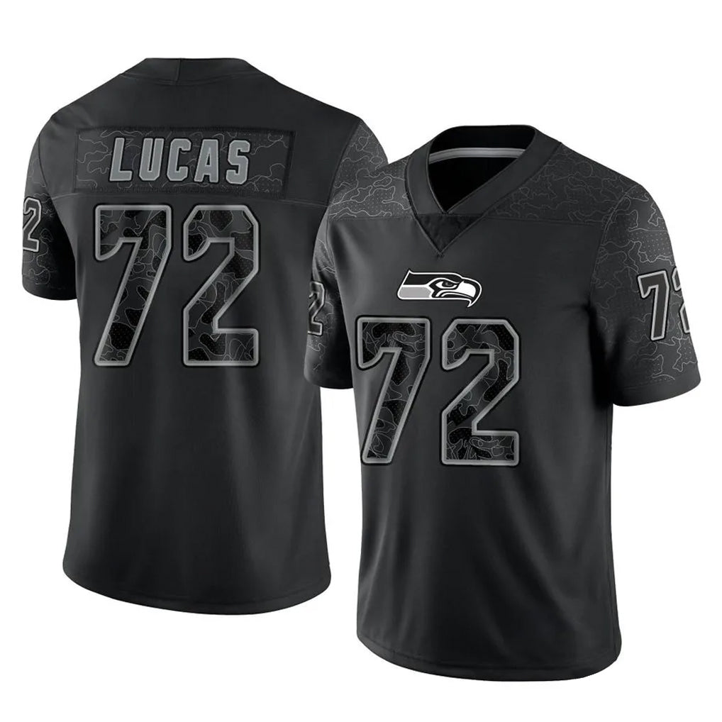 vanessashop S.Seahawks #72 Abraham Lucas Player Black Limited Reflective Home Game Stitched Jerseys