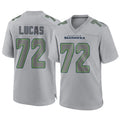 vanessashop S.Seahawks #72 Abraham Lucas Player Gray Atmosphere Fashion Home Game Stitched Jerseys