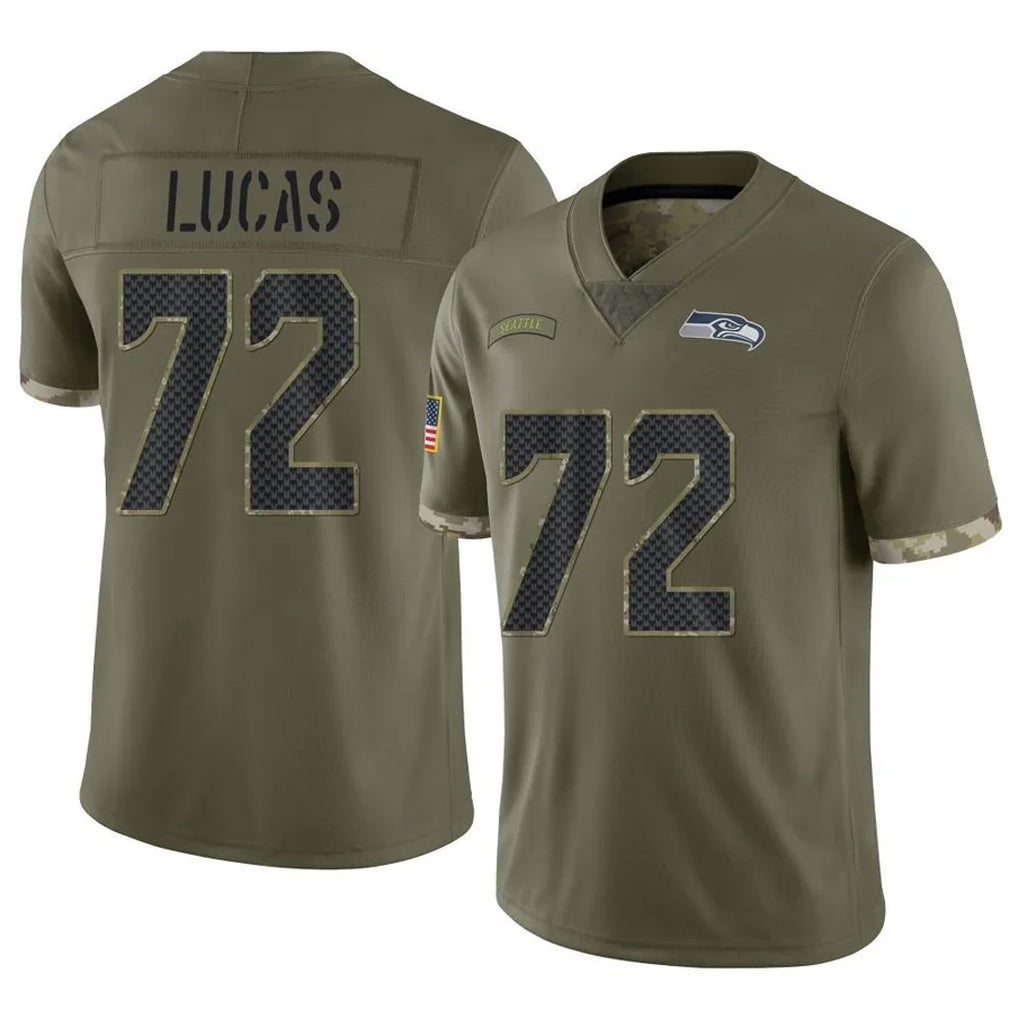 vanessashop S.Seahawks #72 Abraham Lucas Player Olive Limited Salute To Service Home Game Stitched Jerseys