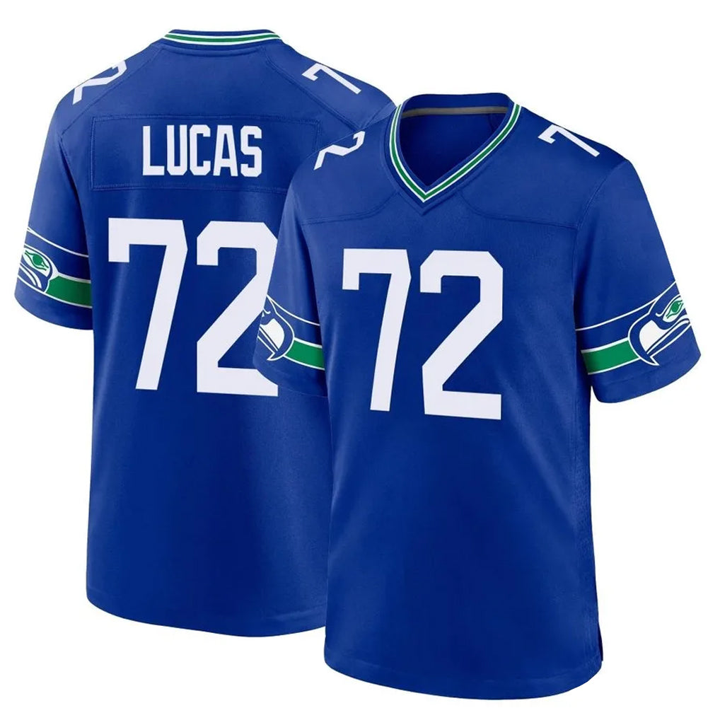 vanessashop S.Seahawks #72 Abraham Lucas Player Royal Throwback Home Game Stitched Jerseys