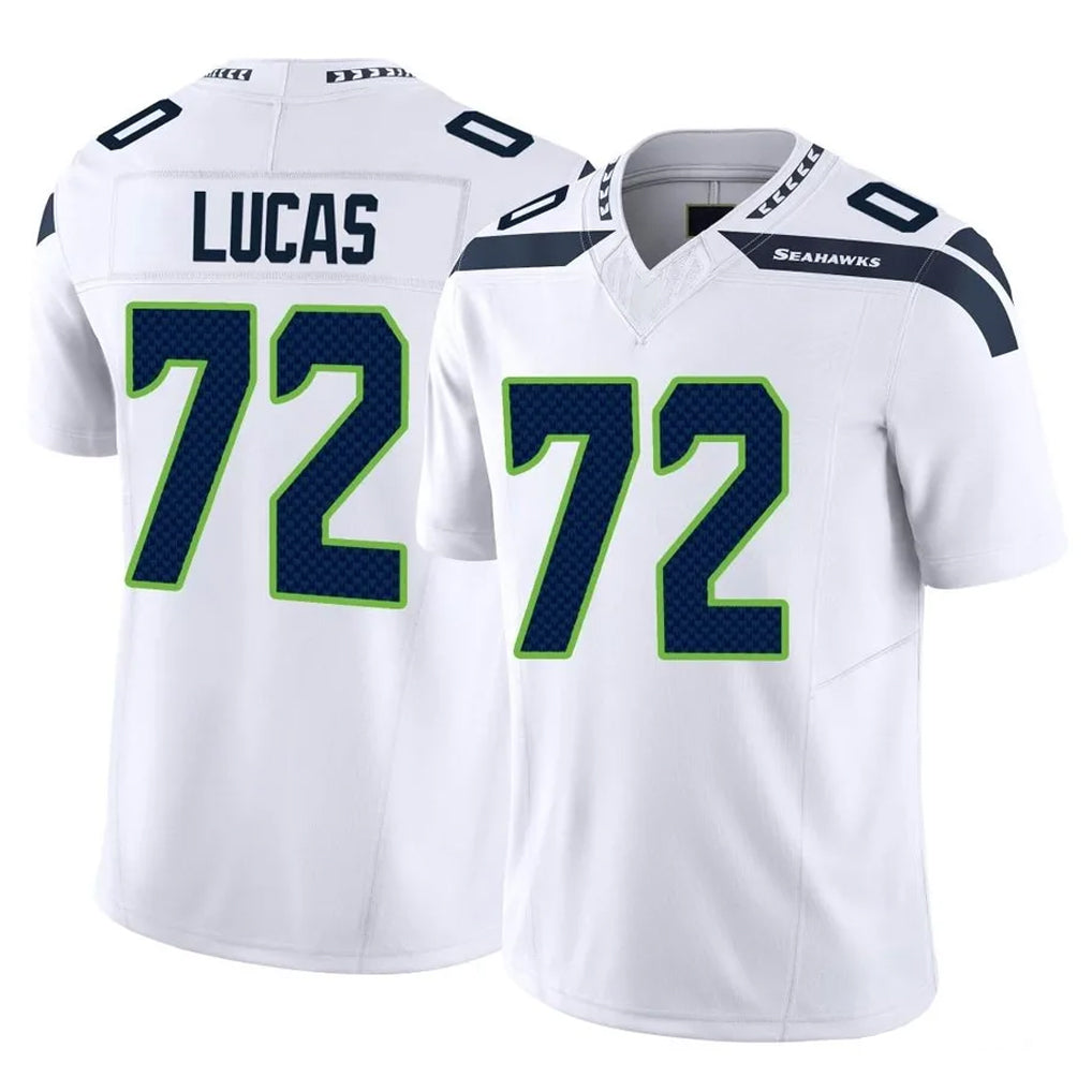 vanessashop S.Seahawks #72 Abraham Lucas Player White Limited Vapor F.U.S.E. Home Game Stitched Jerseys