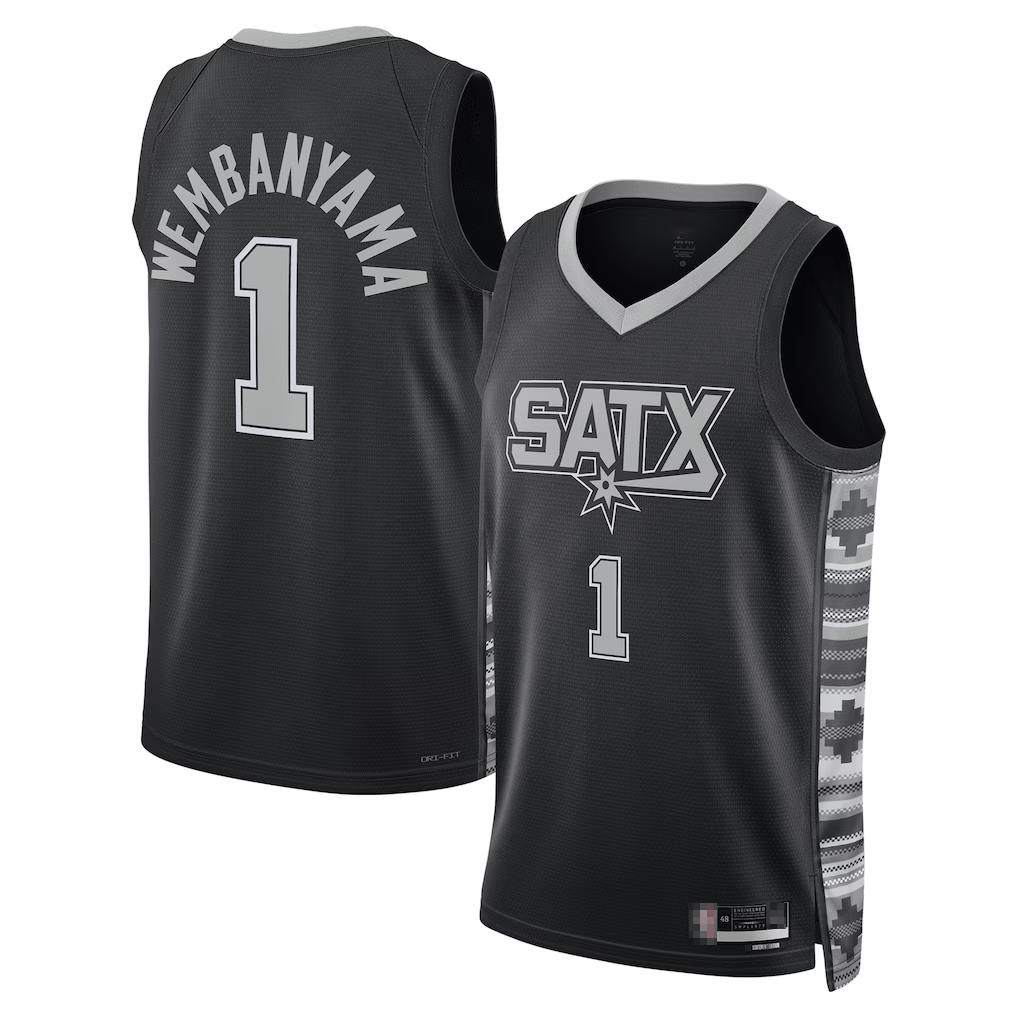 Vanessashop SA.Spurs #1 Victor Wembanyama Black Swingman Jerseys - Statement Edition