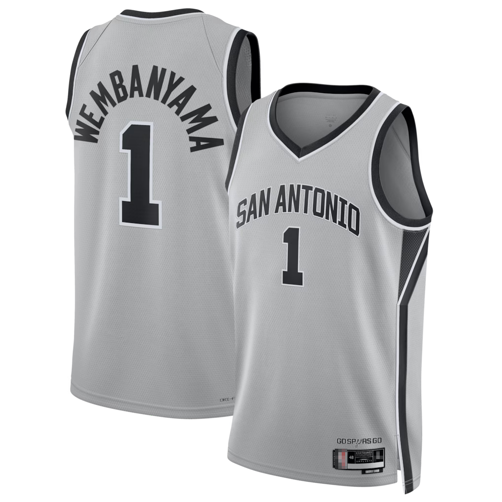 Vanessashop SA.Spurs #1 Victor Wembanyama Silver Swingman Jerseys - Statement Edition