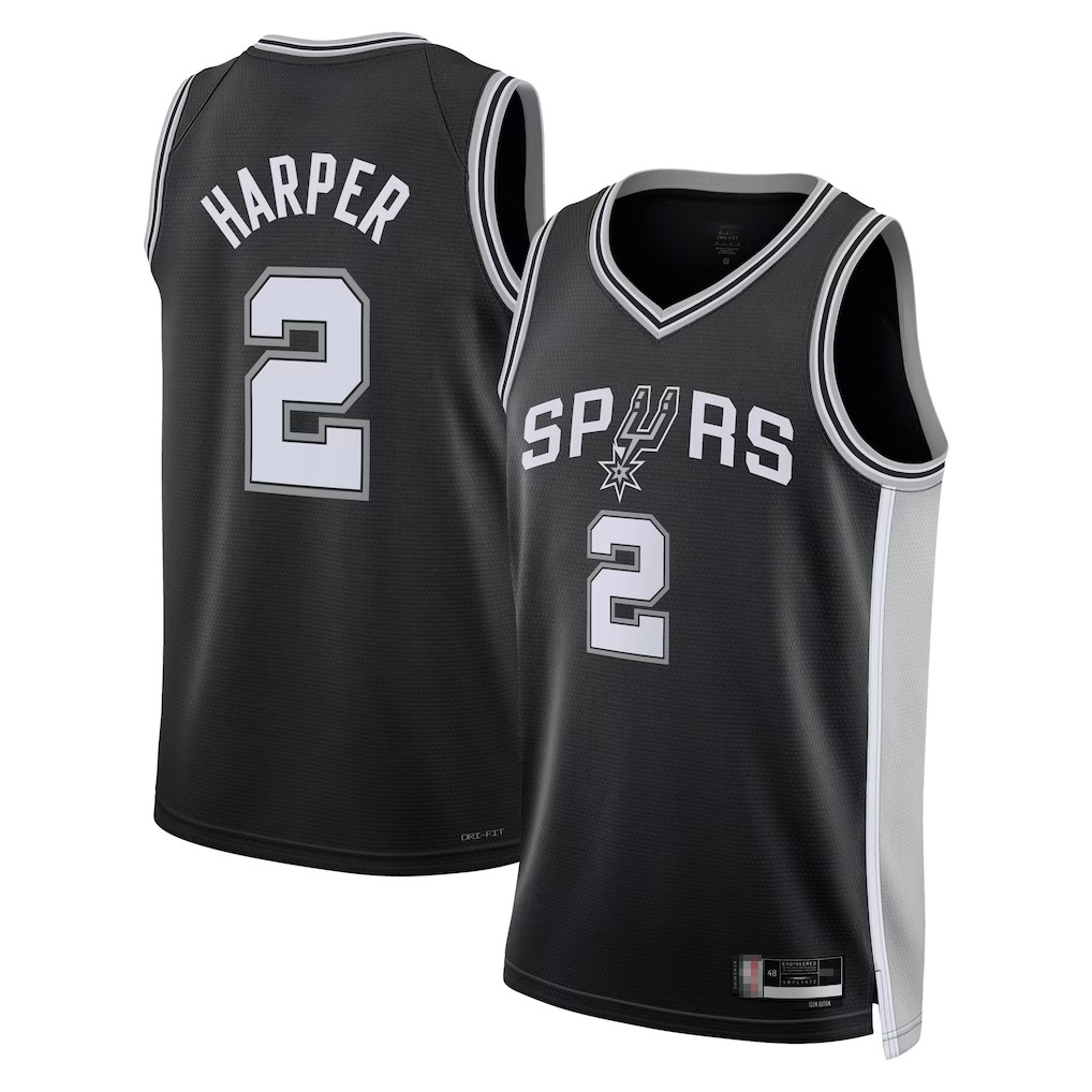 Vanessashop SA.Spurs #2Dylan Harper Black 2025 NBA Draft First Round Pick Swingman Jerseys - Icon Edition
