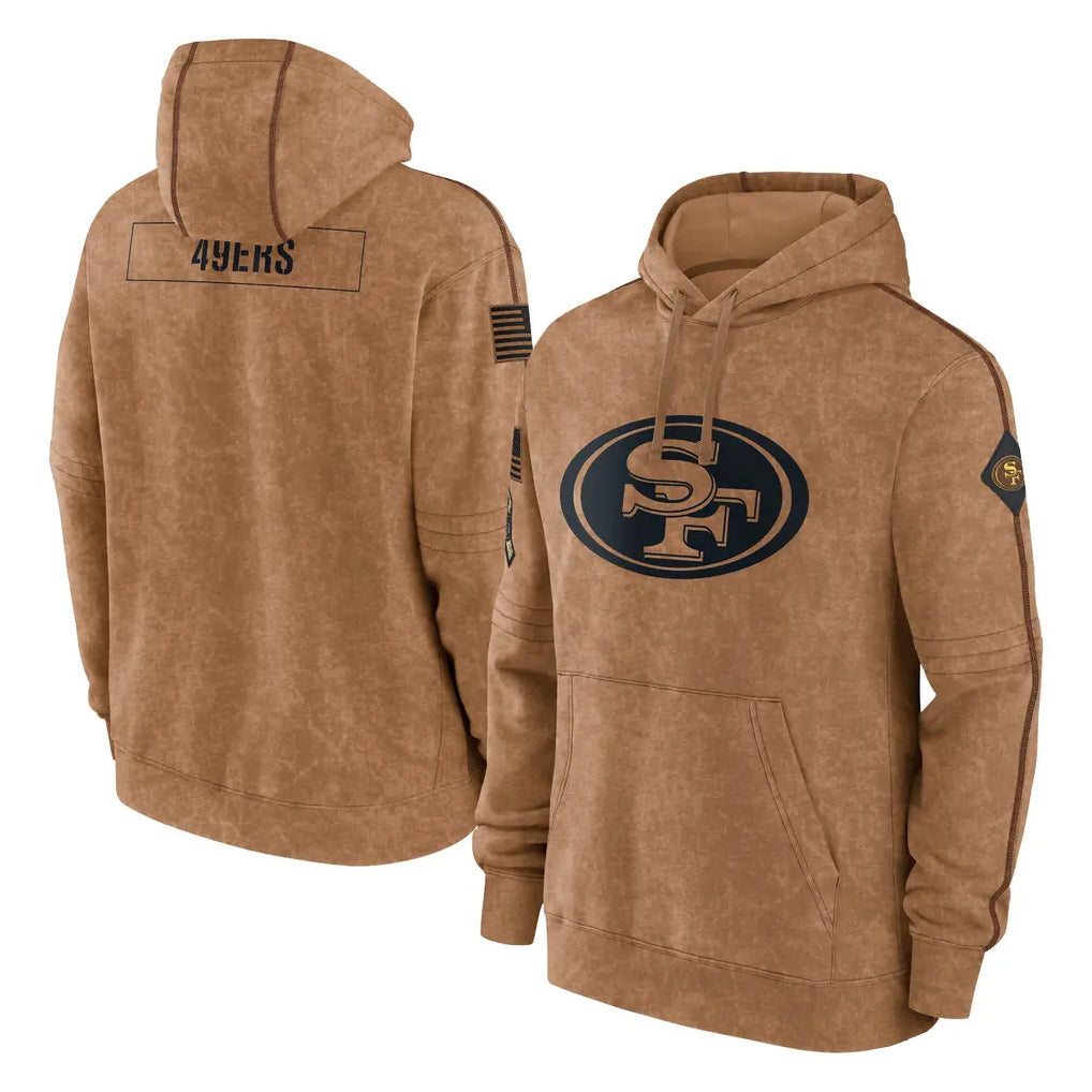 Vanessashop SF.49ers Brown Limited Salute to Service Pullover Hoodies Game Blank Player Stitched Jerseys