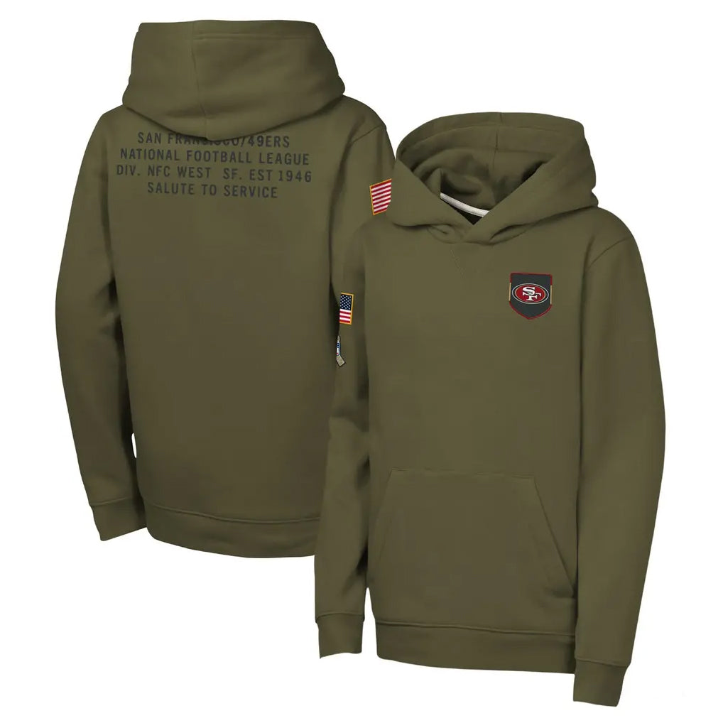 Vanessashop SF.49ers Olive Salute to Service Pullover Hoodies Limited Blank Player Stitched Jerseys