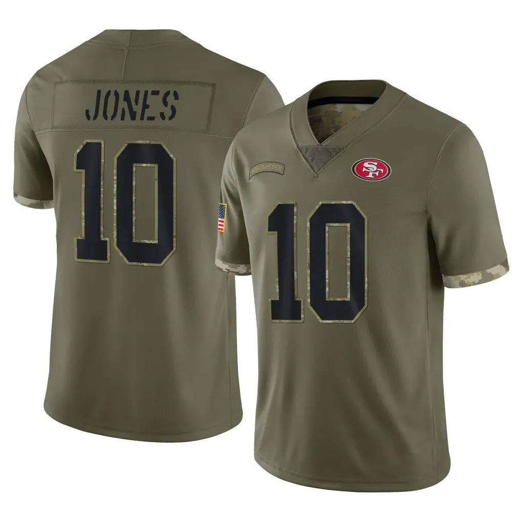Vanessashop SF.49ers #10 Mac Jones Player Olive Limited Salute To Service Home Game Stitched Jerseys