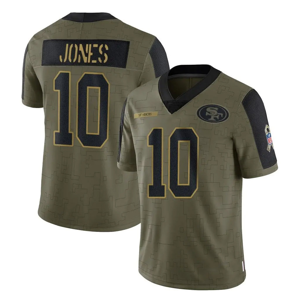 Vanessashop SF.49ers #10 Mac Jones Player Olive Salute To Service Limited Game Stitched Jerseys