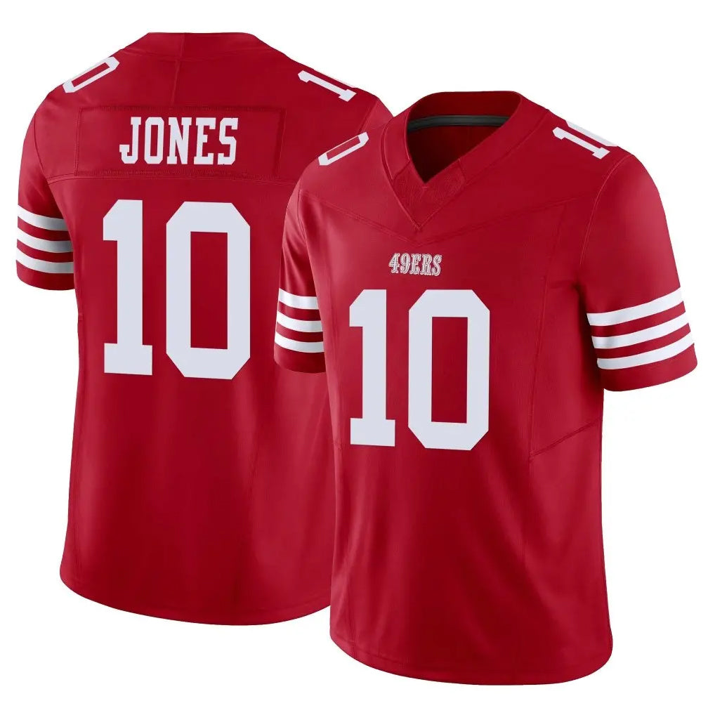 Vanessashop SF.49ers #10 Mac Jones Player Red Limited Vapor F.U.S.E. Home Game Stitched Jerseys