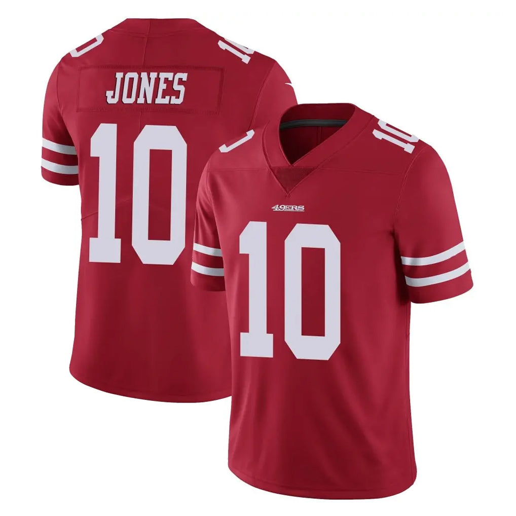 Vanessashop SF.49ers #10 Mac Jones Player Red Limited Vapor Untouchable Home Game Stitched Jerseys