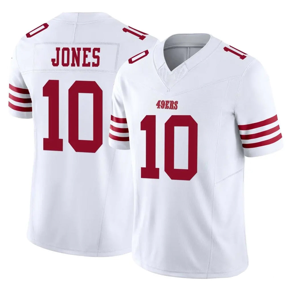Vanessashop SF.49ers #10 Mac Jones Player White Limited Vapor F.U.S.E. Home Game Stitched Jerseys