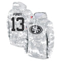 Vanessashop SF.49ers #13 Brock Purdy Player Arctic Camo Limited Salute to Service Pullover Hoodies Game Stitched Jerseys