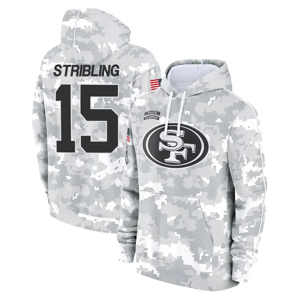 Vanessashop SF.49ers #15 De'Zhaun Stribling Player Arctic Camo Limited Salute to Service Pullover Hoodies Game Stitched Jerseys