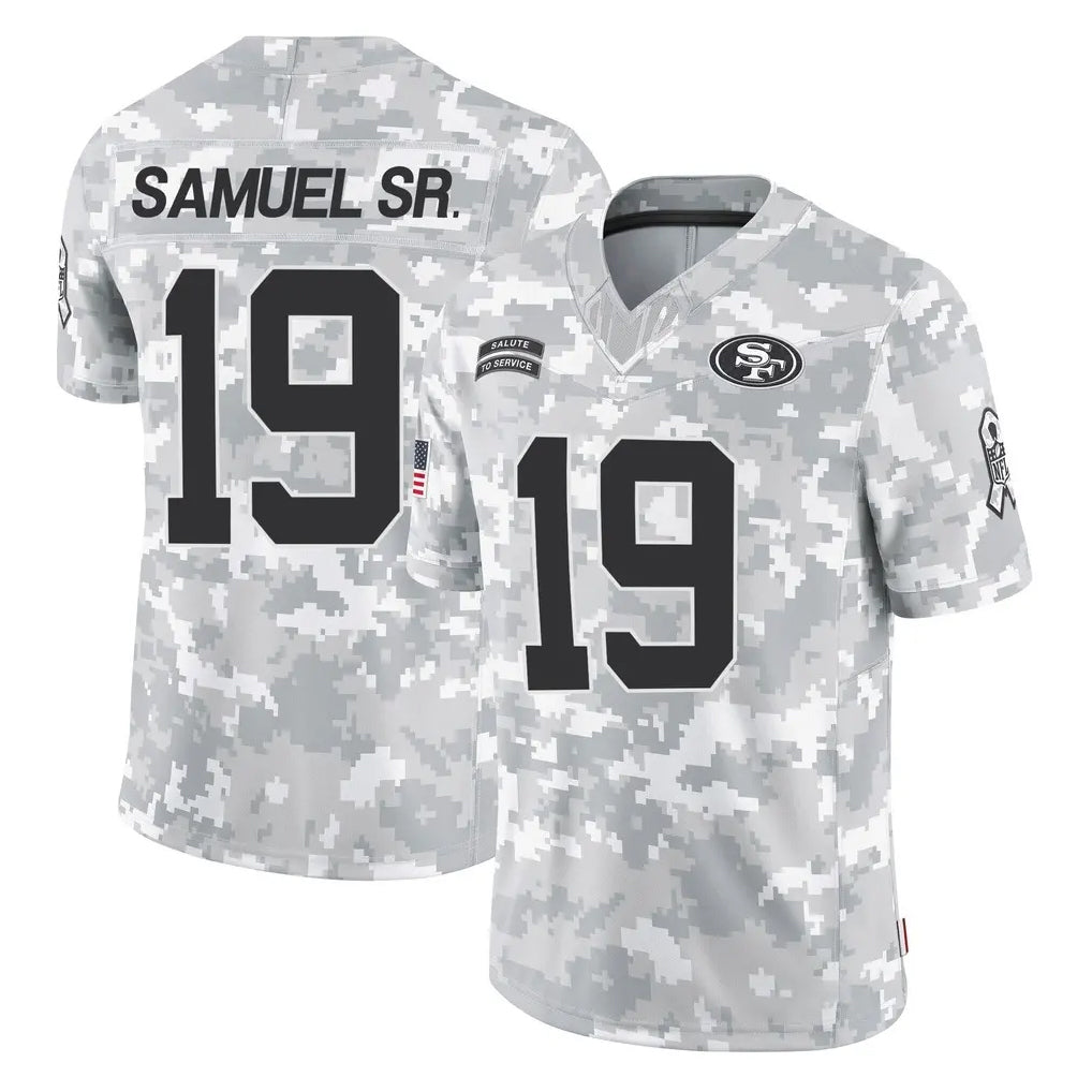 Vanessashop SF.49ers #19 Deebo Samuel Sr. Player Arctic Camo Limited Salute To Service Home Game Stitched Jerseys
