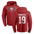 Vanessashop SF.49ers #19 Deebo Samuel Sr. Player Red LOGO Pullover Hoodies Home Game Stitched Jerseys
