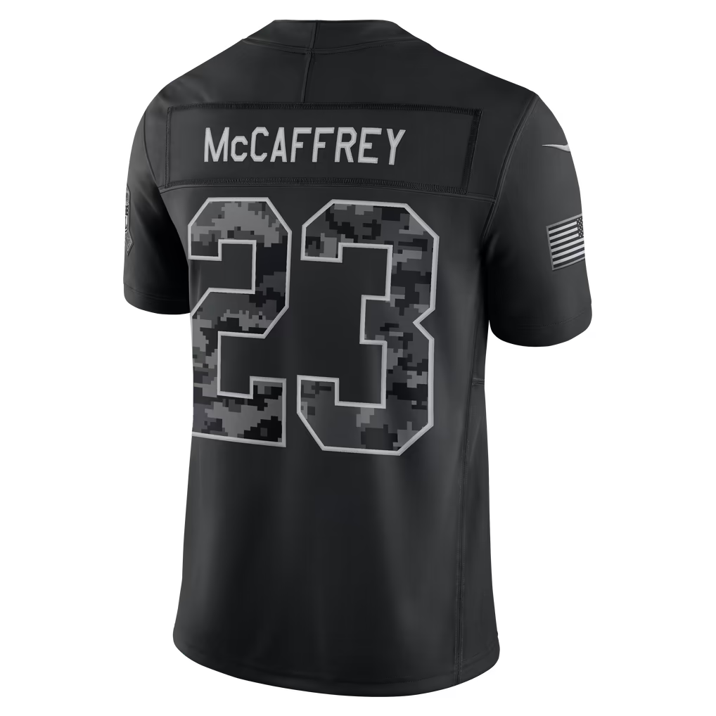 vanessashop  SF. 49ers #23 Christian McCaffreyBlack 2026 Salute to Service Stitched Limited Jersey
