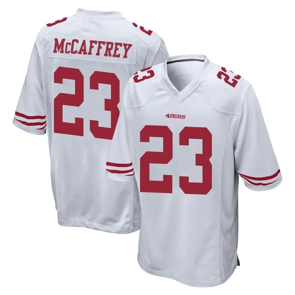 Vanessashop SF.49ers #23 Christian McCaffrey Player White Home Game Stitched Jerseys