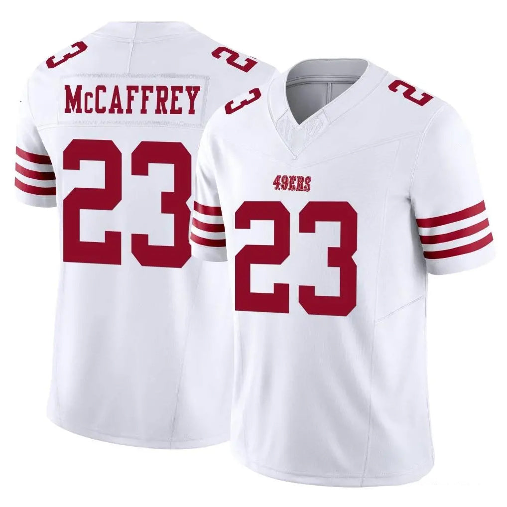 Vanessashop SF.49ers #23 Christian McCaffrey Player White Limited Vapor F.U.S.E. Home Game Stitched Jerseys