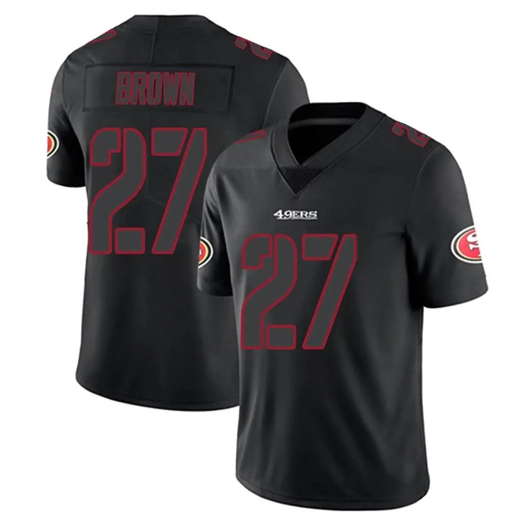 Vanessashop SF.49ers #27 Ji'Ayir Brown Player Black Impact Limited Home Game Stitched Jerseys