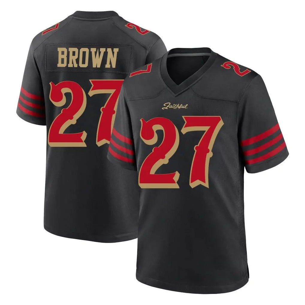 Vanessashop SF.49ers #27 Ji'Ayir Brown Player Black Rivalries Collection Home Game Stitched Jerseys