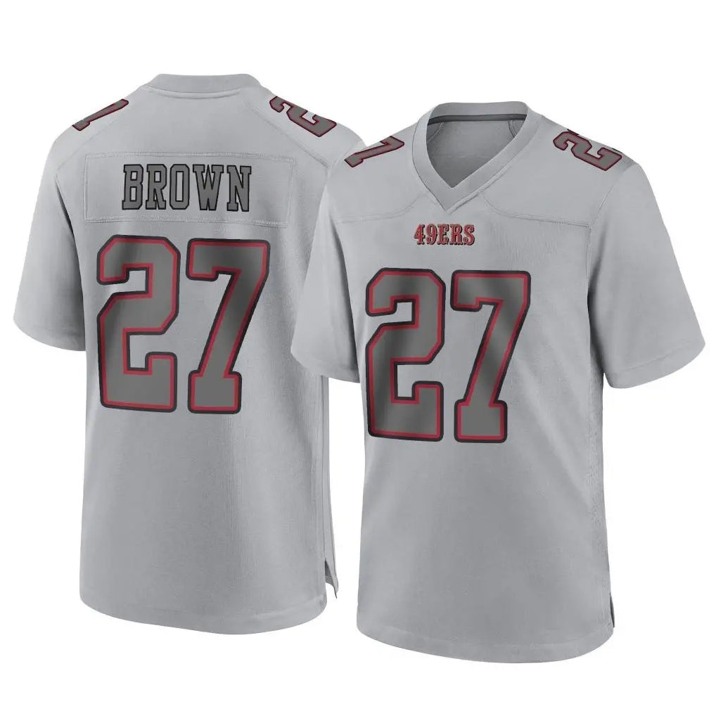 Vanessashop SF.49ers #27 Ji'Ayir Brown Player Gray Atmosphere Fashion Home Game Stitched Jerseys