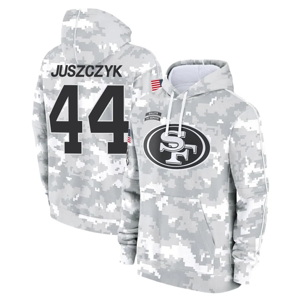 Vanessashop SF.49ers #44 Kyle Juszczyk Player Arctic Camo Limited Salute to Service Pullover Hoodies Game Stitched Jerseys