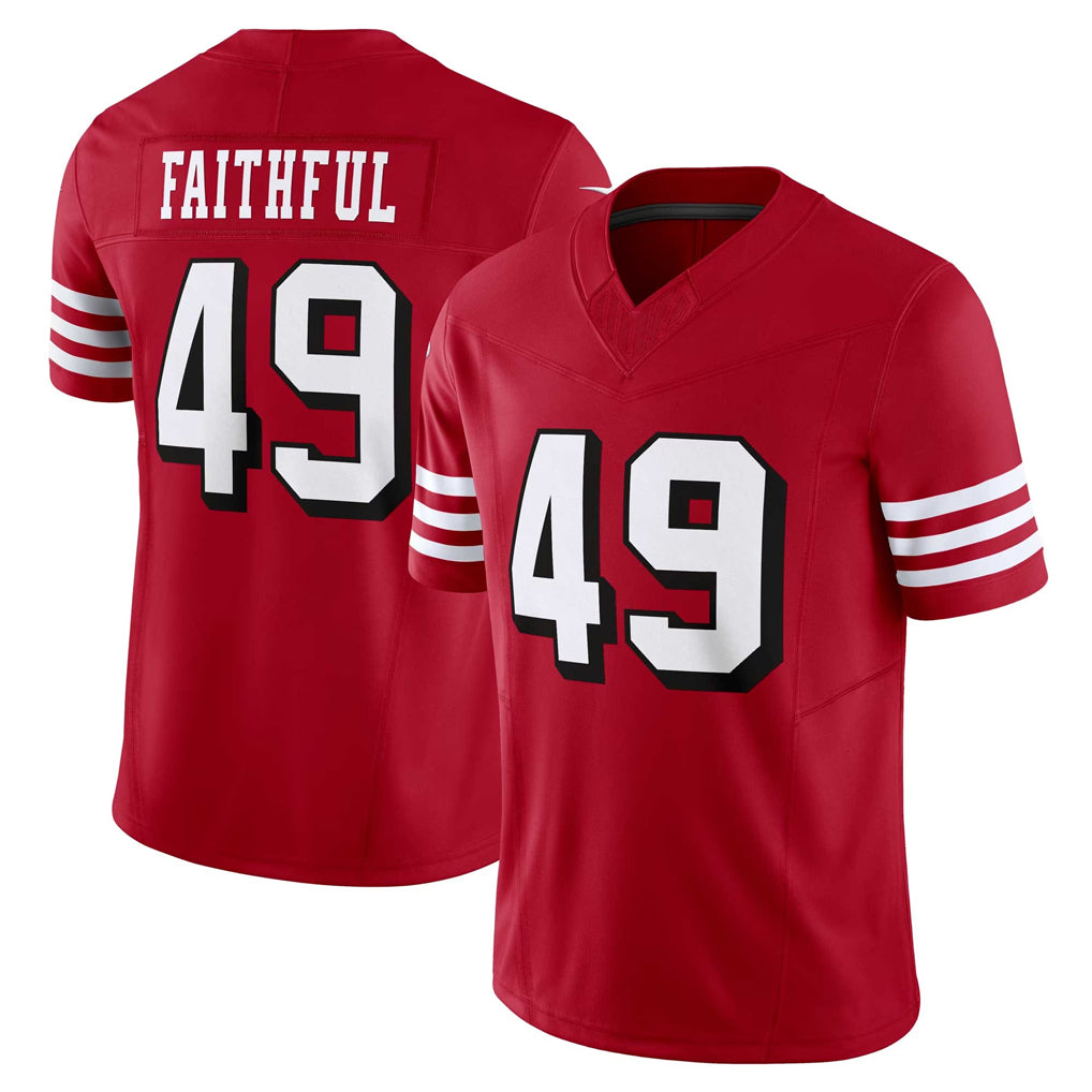 Vanessashop SF.49ers #49 The Faithful Player Red Limited Alternate Vapor F.U.S.E. Home Game Stitched Jerseys