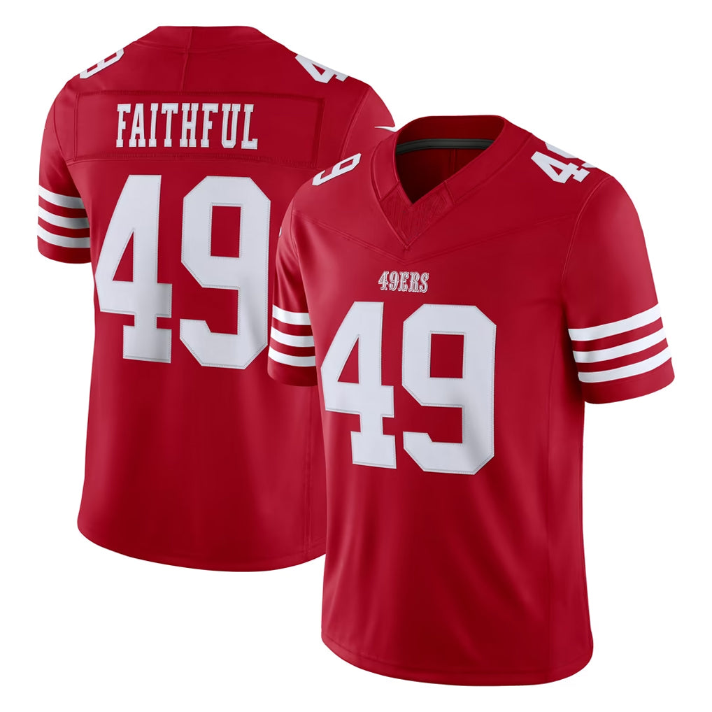 Vanessashop SF.49ers #49 The Faithful Player Red Limited Vapor F.U.S.E. Home Game Stitched Jerseys