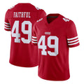 Vanessashop SF.49ers #49 The Faithful Player Red Limited Vapor F.U.S.E. Home Game Stitched Jerseys