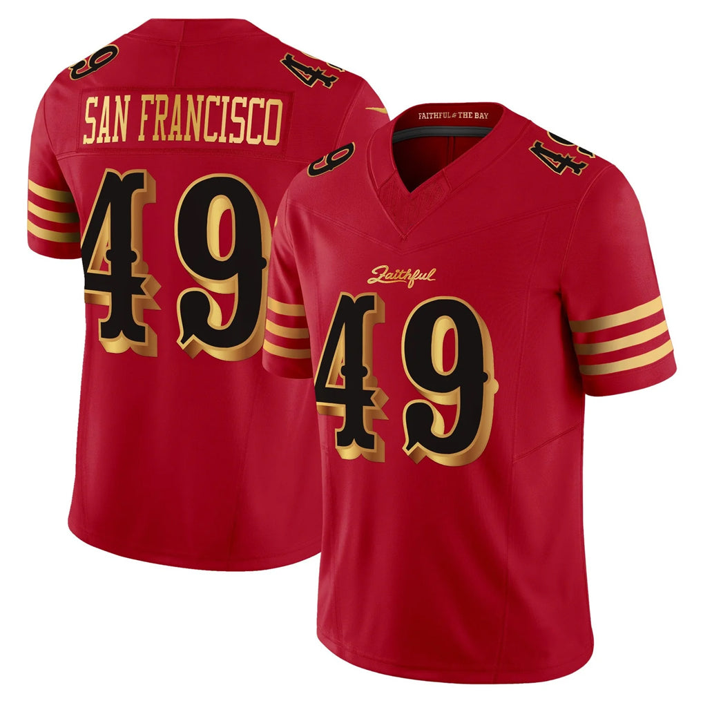Vanessashop SF.49ers #49 The Faithful Player Red Rivalries Vapor Limited Home Game Stitched Jerseys