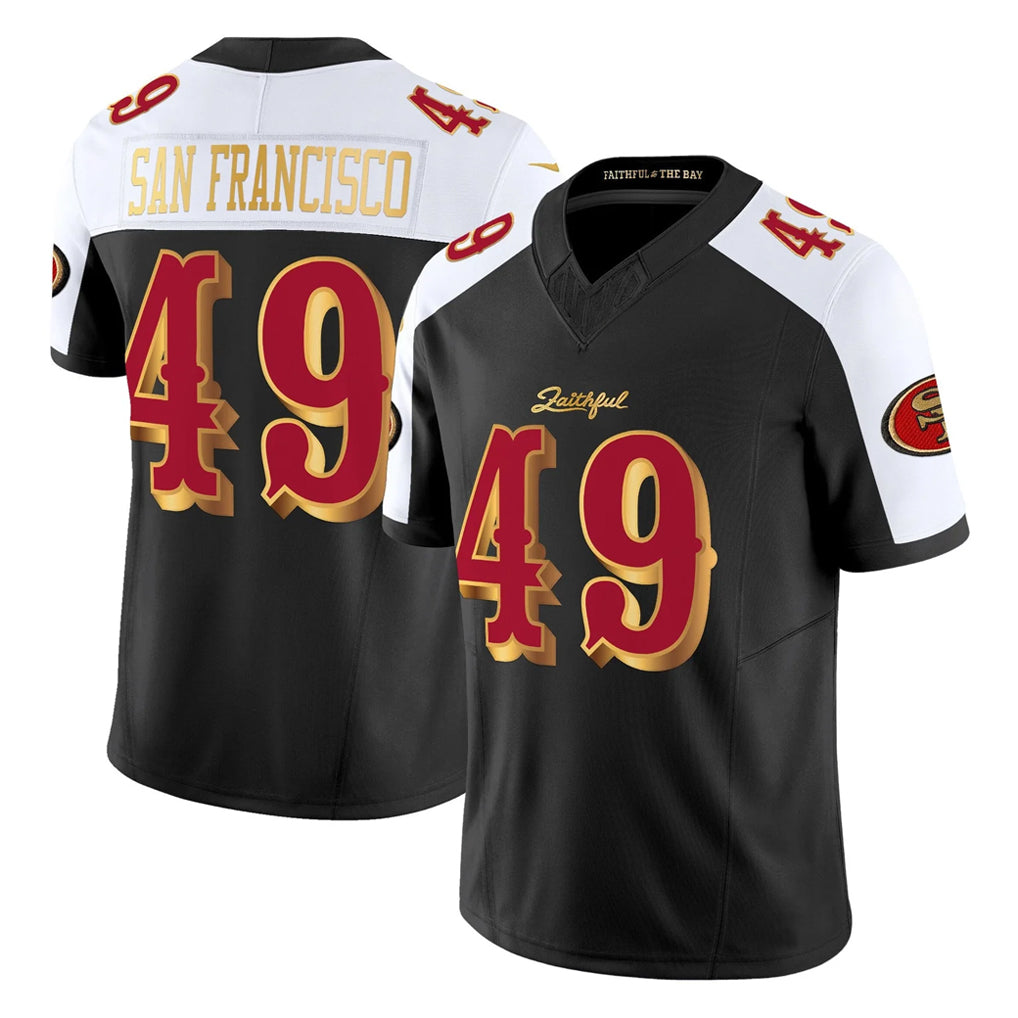 Vanessashop SF.49ers #49 The Faithful Player White-Black 2025 Rivalries Collection Game Limited Stitched Jerseys